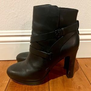 VINCE VERO CUOIE WOMEN’S LEATHER ANKLE BOOT HEELS, SIZE EU 38 (US 8), BLACK